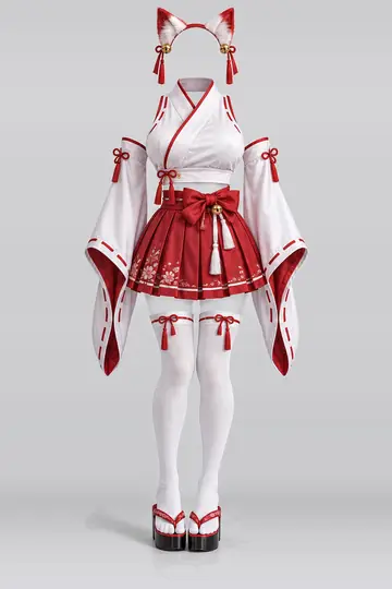 AI 生成服装参考图 SXY-0127:性感,白、红、百褶、半身裙、短袜、凉鞋