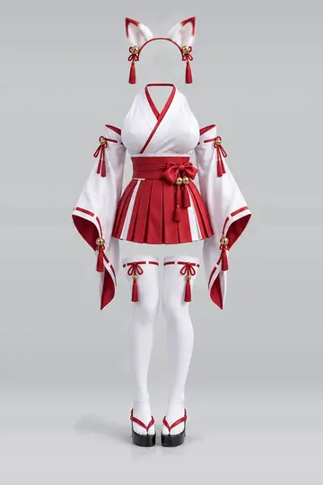 AI 生成服装参考图 SXY-0135:性感,白、红、百褶、半身裙、短袜、凉鞋