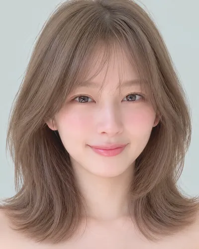 AI 生成人像 f02920397d9：面部，中发・浅色奶茶灰米中发