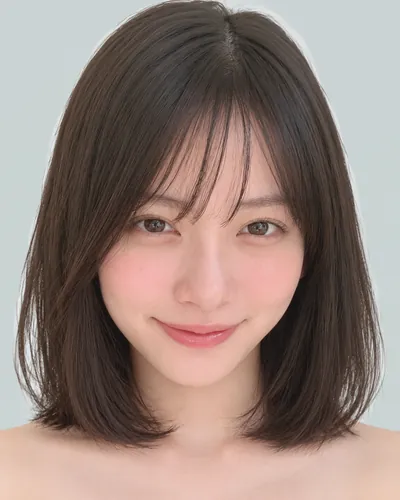 AI 生成人像 f03337617f6：面部，短发・韩式流苏波波头（侧刘海）