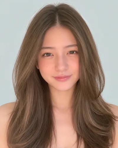 AI 生成人像 f038d46a871：面部，中发・蝴蝶剪（榛果色）