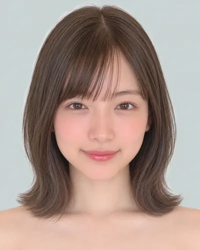 AI 生成人像 f06e6c1eadf：面部，中发・锁骨长层次中波波头（灰米色）