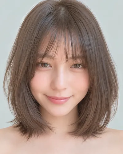 AI 生成人像 f06fe4f6b36：面部，短发・内收短发（颈后偏长・空气刘海）