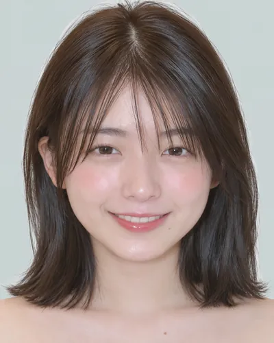 AI 生成人像 f08cf714921：面部，短发・湿发感长刘海短波波头
