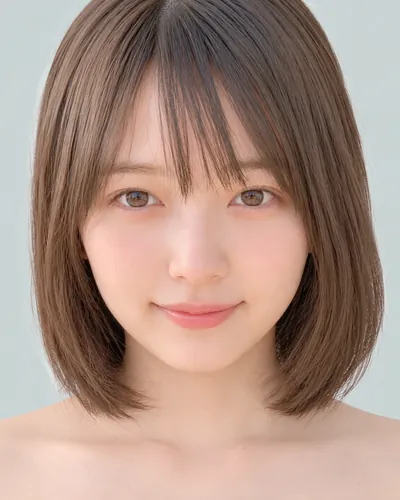AI 生成人像 f092482c5fb：面部，短发・圆润短波波头（空气刘海・深棕）