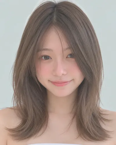 AI 生成人像 f09ab713d45:面部,中长发・中长发脸周层次(奶茶米色)