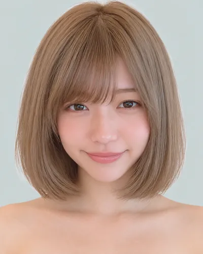 AI 生成人像 f0caff0d8b2：面部，短发・蘑菇短发（刘海偏长）