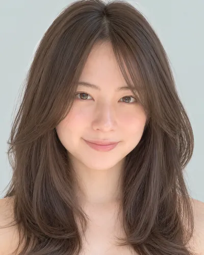 AI 生成人像 f0cf51757a4:面部,中长发・一卷层次配碎发(巧克力棕)