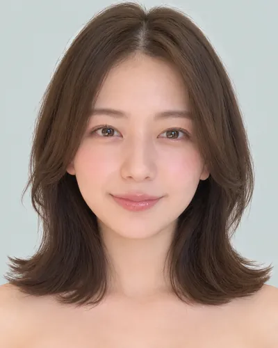 AI 生成人像 f0ed328cb48：面部，中发・双刘海一卷中波波头