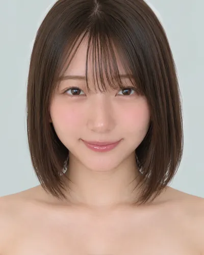 AI 生成人像 f1128df08db：面部，短发・迷你波波头（眉上齐刘海）