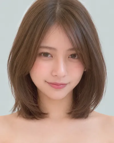 AI 生成人像 f128f44ea0b：面部，中发・前长后短中波波头（栗米色）