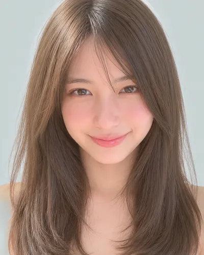 AI 生成人像 f13d55ef133:面部,中长发・蝴蝶剪(薄荷米色・空气刘海)