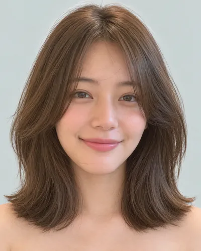 AI 生成人像 f1401f1f845：面部，短发・层次短波波头（脸周层次）