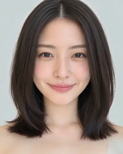 AI 生成人像 f17b470cc0c：面部，短发・齐切直发波波头（无刘海）