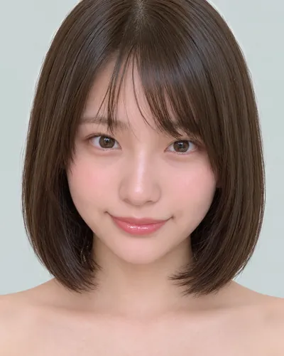 AI 生成人像 f1d68538d4e：面部，短发・迷你波波头（眉上齐刘海）