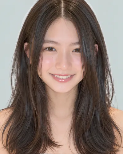 AI 生成人像 f1f6494f1f7:面部,中长发・中长发黑发光泽层次