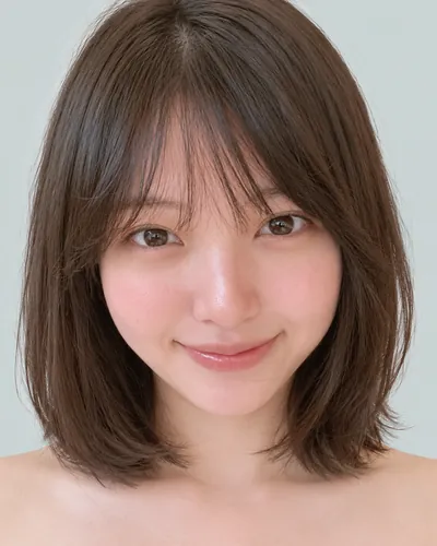AI 生成人像 f212a98fbd2：面部，短发・圆润短波波头（空气刘海・深棕）