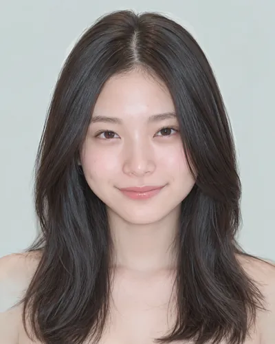 AI 生成人像 f21f2af1a7c:面部,中长发・中长发黑发光泽层次
