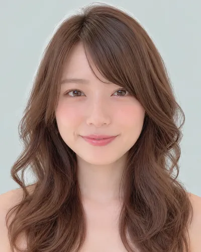 AI 生成人像 f222107258e:面部,中长发・斜刘海轻盈卷