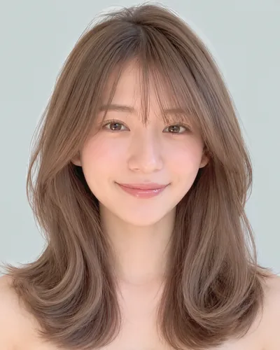 AI 生成人像 f2584d75c0e：面部，中发・中发层次内扣一卷（柔米色）