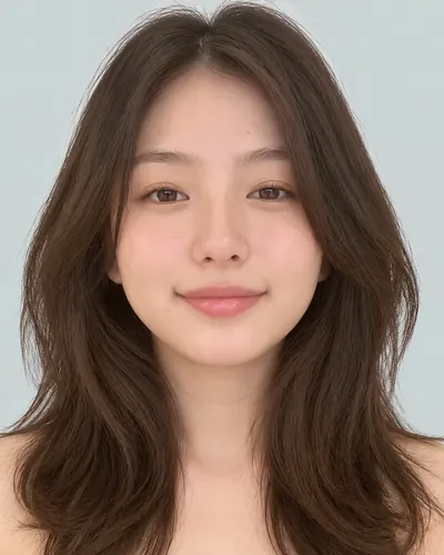 AI 生成人像 f26b0e3f58f:面部,中长发・螺旋烫韩式中长发