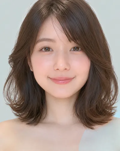 AI 生成人像 f27211b49a2：面部，短发・螺旋烫短波波头（黑发）