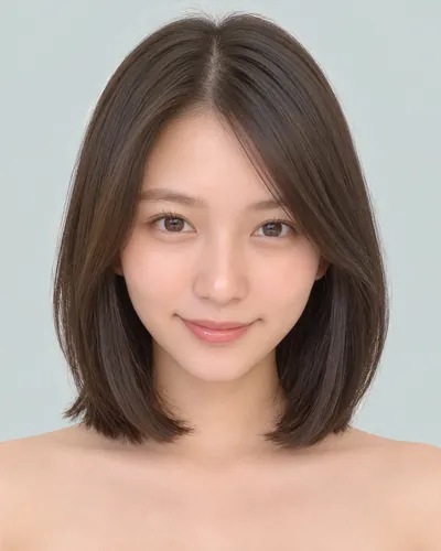 AI 生成人像 f28861ce62a：面部，短发・齐切直发波波头（无刘海）
