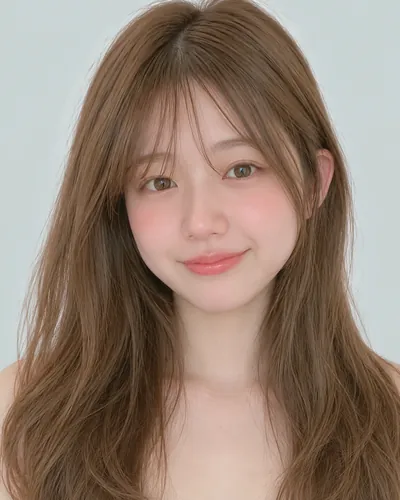 AI 生成人像 f2b231ba955:面部,中长发・中长发脸周层次(奶茶米色)