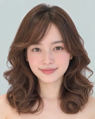 AI 生成人像 f2bbecef297：面部，中发・螺旋硬烫中发