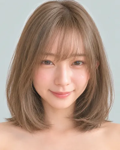 AI 生成人像 f2e96e28248:面部,短发・蘑菇短发(刘海偏长)