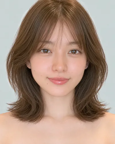 AI 生成人像 f328483c8de：面部，短发・内收短发（颈后偏长・空气刘海）