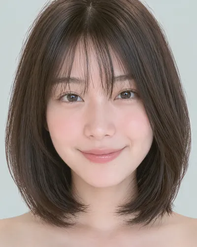 AI 生成人像 f341cbc2e30：面部，短发・迷你波波头（眉上齐刘海）