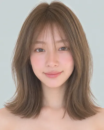 AI 生成人像 f35301f804f：面部，短发・内收短发（颈后偏长・空气刘海）