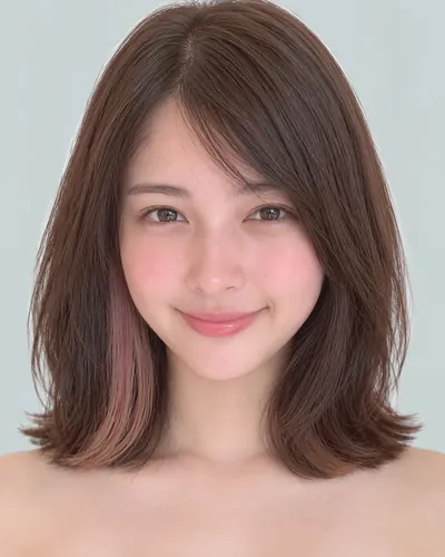 AI 生成人像 f36f4e0e944：面部，中发・内收波波头（内层染）