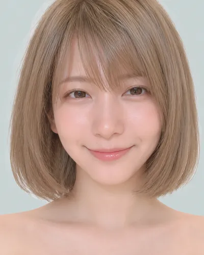 AI 生成人像 f39eafade6e:面部,短发・蘑菇短发(刘海偏长)