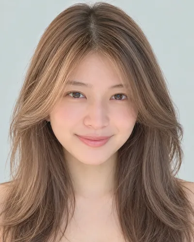 AI 生成人像 f3cc2a987e0:面部,中长发・内收中长发(透明感发色)