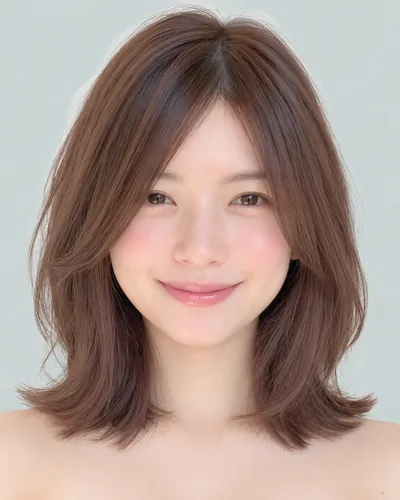 AI 生成人像 f3de6cda22d：面部，短发・层次短波波头（脸周层次）