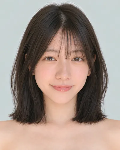 AI 生成人像 f4067ffa9c2：面部，短发・韩式流苏波波头（侧刘海）