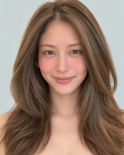 AI 生成人像 f47833d458c：面部，中发・厚重中发层次（渐变挑染）