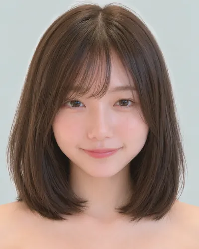 AI 生成人像 f4b07006b71：面部，短发・迷你波波头（眉上齐刘海）