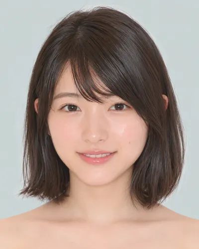 AI 生成人像 f4b67e18748：面部，短发・湿发感长刘海短波波头