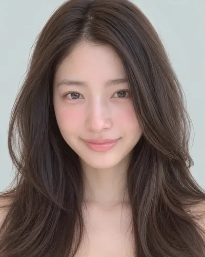 AI 生成人像 f4cd11ab0d3:面部,中长发・中长发黑发光泽层次