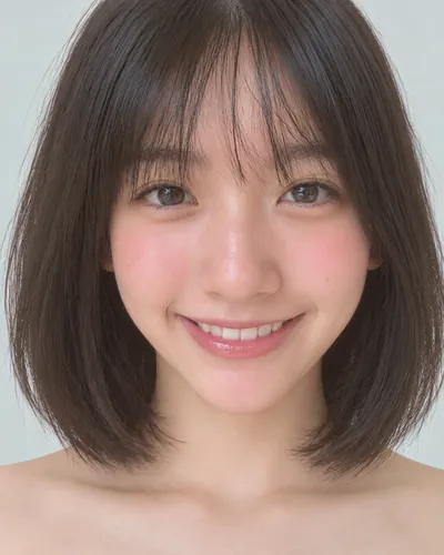 AI 生成人像 f4cfba2eedb：面部，短发・韩式流苏波波头（侧刘海）