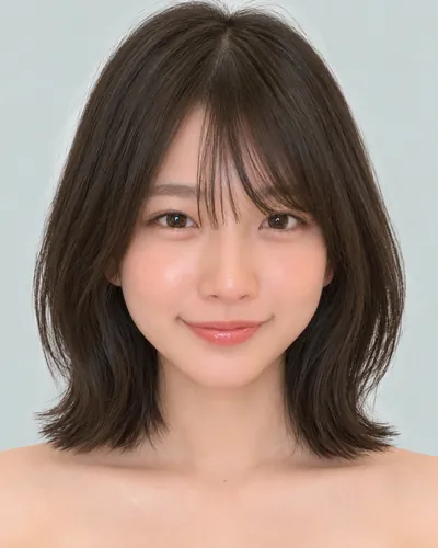 AI 生成人像 f4ddede2826：面部，短发・韩式流苏波波头（侧刘海）