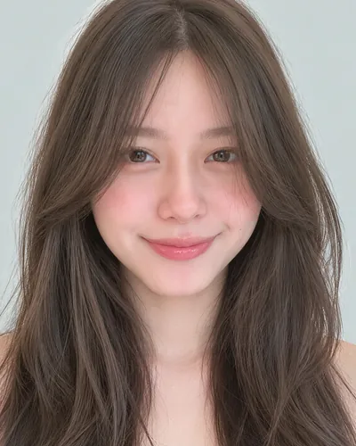 AI 生成人像 f50e77177ad:面部,中长发・双刘海韩式层次
