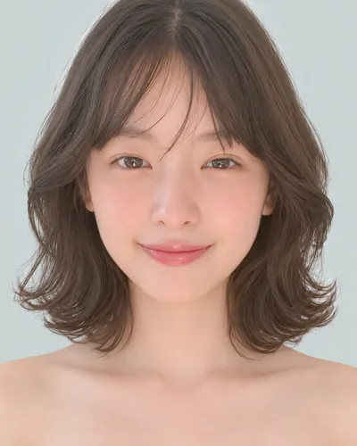 AI 生成人像 f5151b66914：面部，短发・螺旋烫短波波头（黑发）