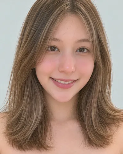 AI 生成人像 f53a6ebba11：面部，中长发・中长发脸周层次（奶茶米色）