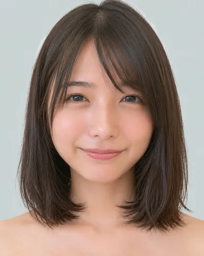 AI 生成人像 f557144e9f2：面部，短发・迷你波波头（眉上齐刘海）