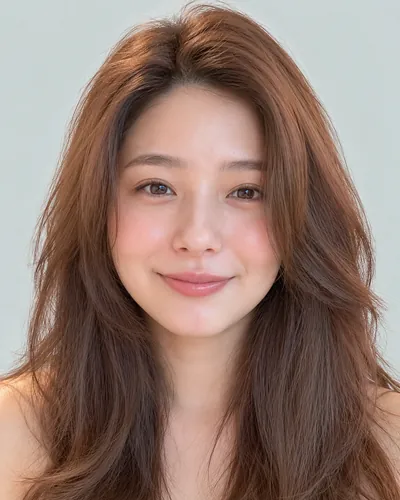 AI 生成人像 f56026dc91d:面部,中长发・中长发狼尾剪(樱桃红)