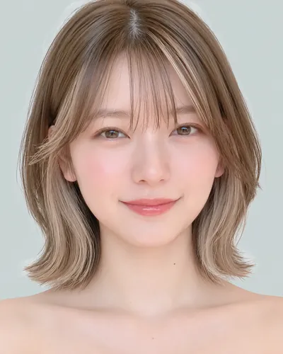 AI 生成人像 f57c322665e:面部,短发・挑染圆润短发